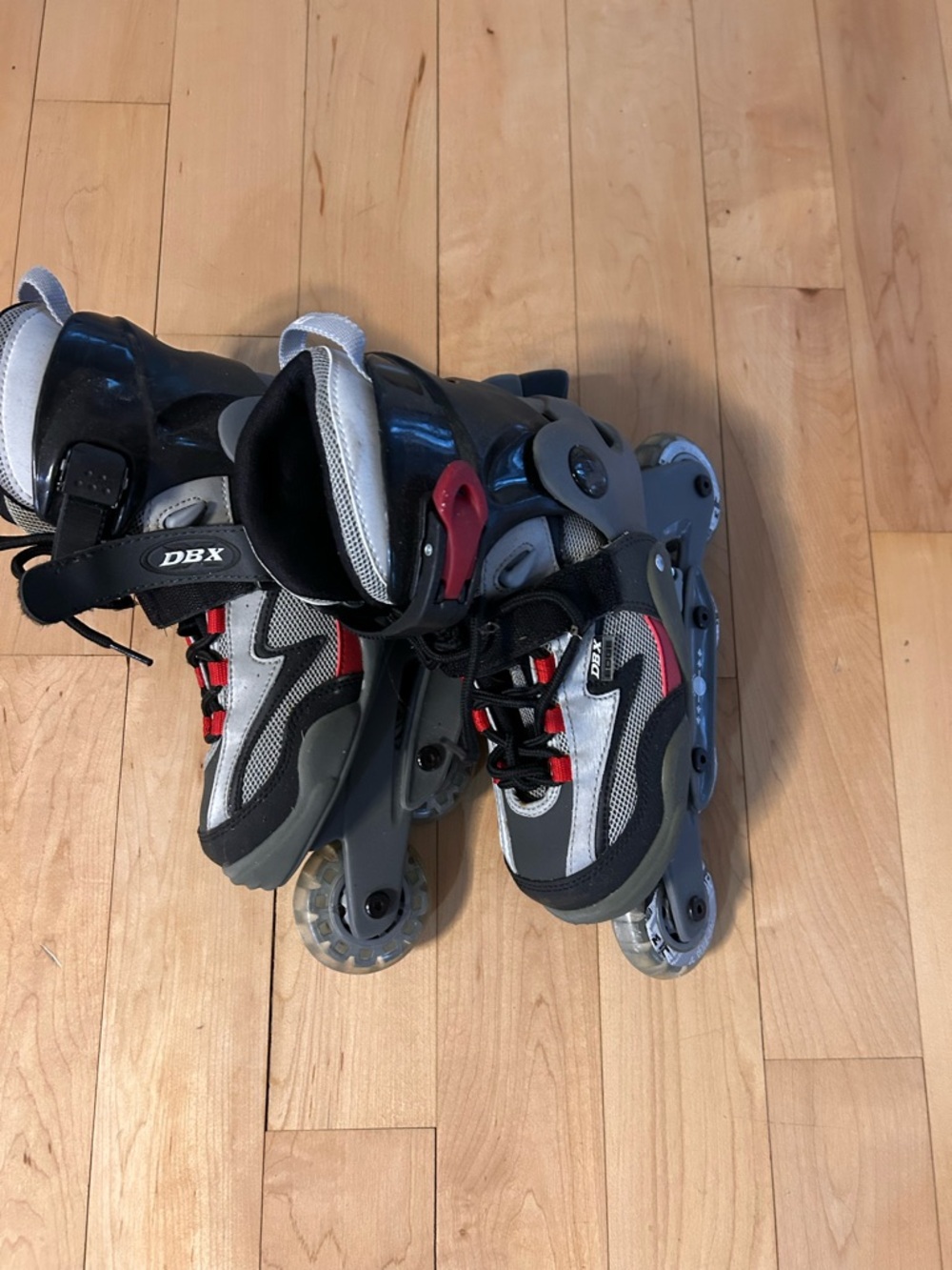 Kids Inline Roller Skates – Gray and Black with Red Accents